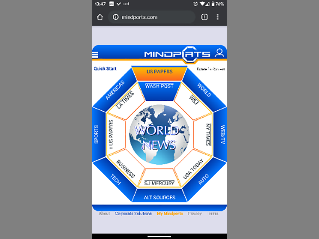 Mindports: Curated, Hierarchical Knowledge Base — Mindports Interfade on Phone